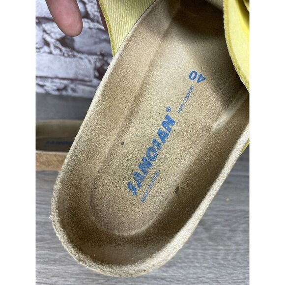 Sanosan Yellow Leather Arizona Slides Casual Cork Sandals Women Sz 40EU/9.5M US - Picture 9 of 16